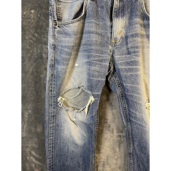 Edwin EX404 Selvedge Distressed Ripped Denim Blue Jeans Men's 36 Made In Japan - Picture 10 of 12